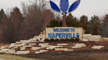 Naperville has a new welcome sign at its border with Bolingbrook, built at a cost of $100,000