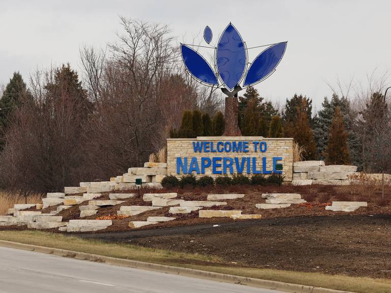 Naperville has a new welcome sign at its border with Bolingbrook, built at a cost of $100,000